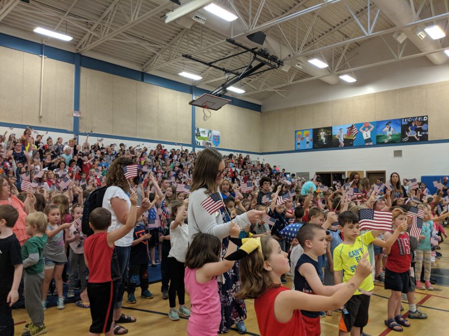 King Celebrates Flag Day at Carrie Ricker School in Litchfield